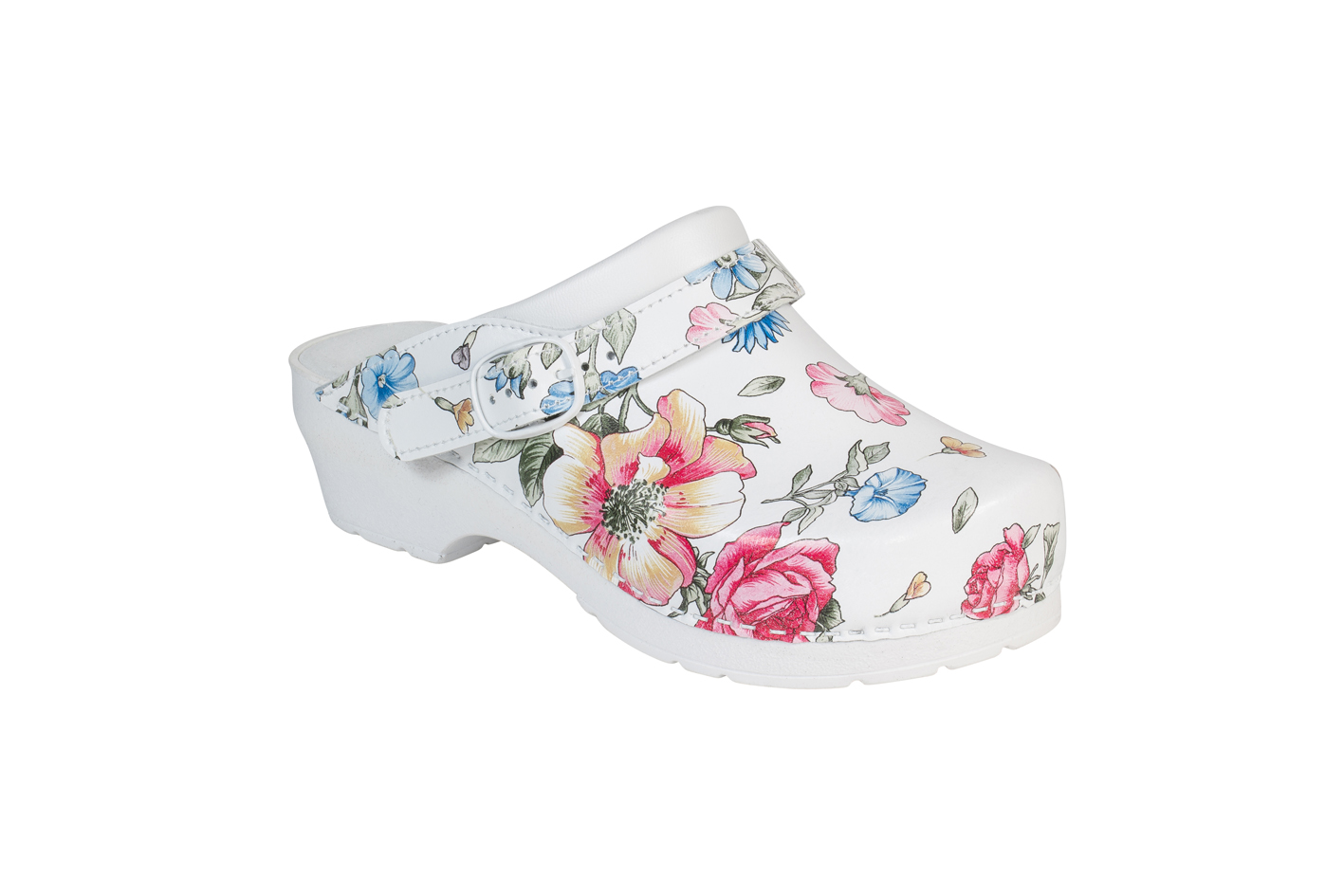12111-41-10 AWC Damen Clogs "Blumen-Design" ohne Stahlkappe mit Absatz, Leder, Größe  36 - 42-AWC-39