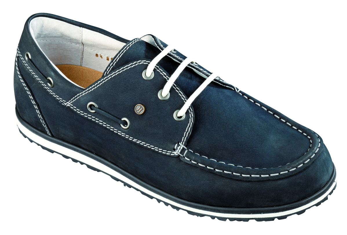 8803 Jacoform Bootsschuhe, Jacomarine, Leder, blau-Nubuk, Größe 6 - 11,5-Jacoform-UK 10,5 = 46