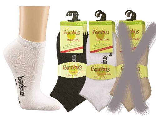 2169-02 Sneakersocken, Bambus, weiß, Größe 35/38 - 47/49-43 - 46