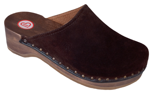 0404-443 BERKEMANN Velours-Toeffler Holz Clogs braun -UK 8,5 = 42 2/3