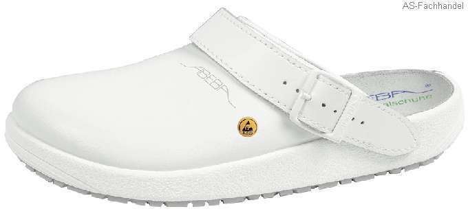 5200 ABEBA-ESD Rubber-Clog Berufsschuhe mit Gummisohle weiß Leder Größe 36 - 47