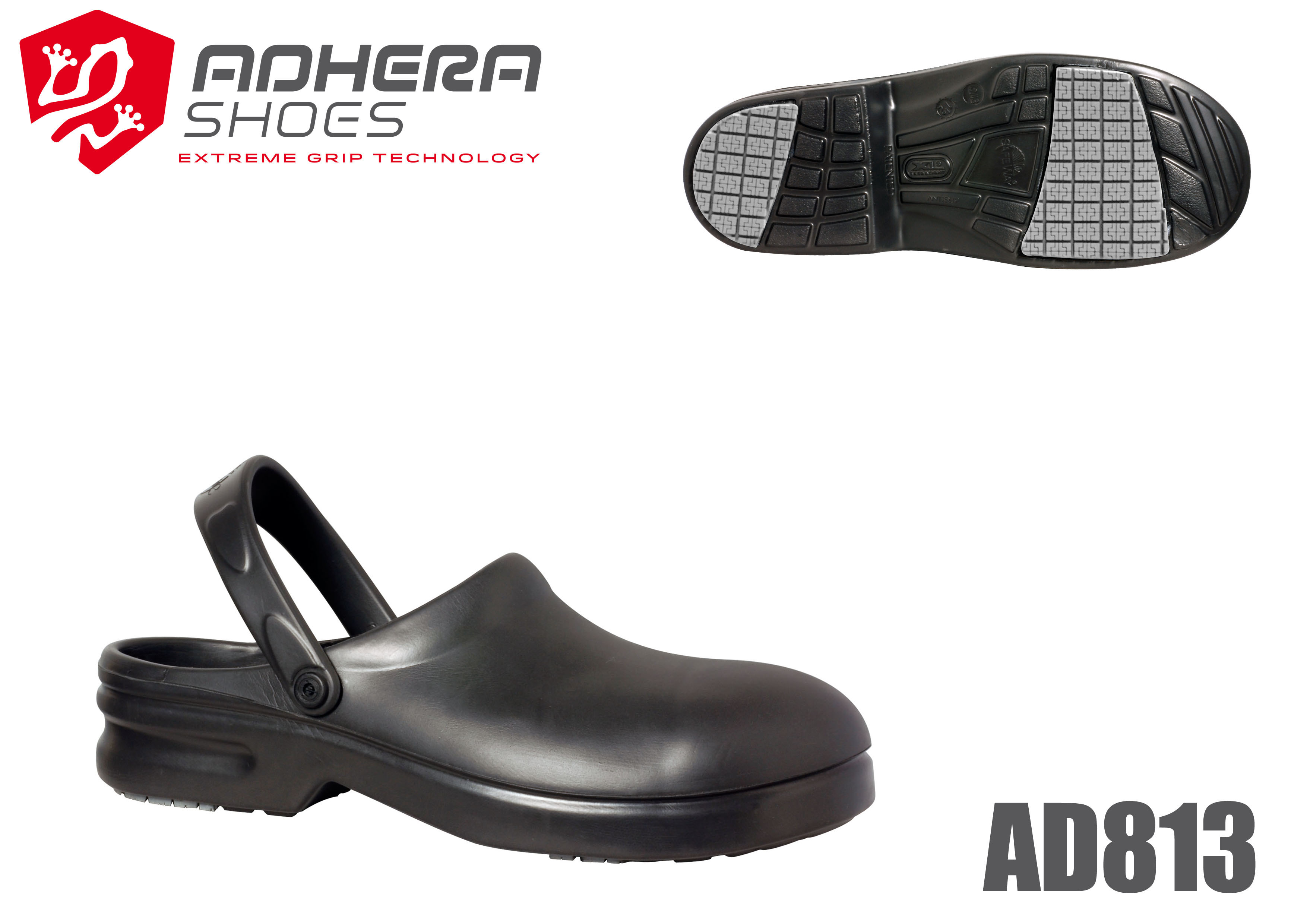 AD813 ADHERA Clogs  schwarz metallfrei mit Schutzkappe Größe 34/35 - 46/47-42/43