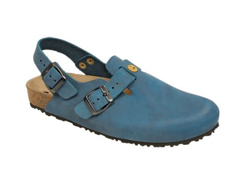 48611-3 WEEGER ESD Clog Arbeitsschuhe ohne Stahlkappe blau Nubukleder Größe 35 - 49-38
