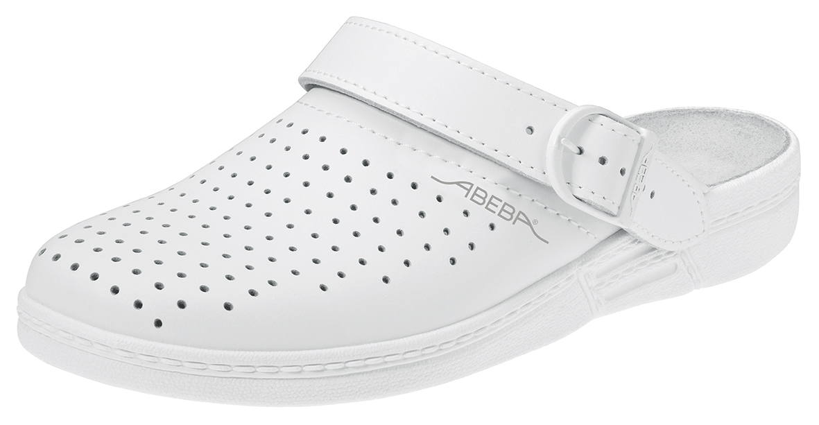 7020 ABEBA Clog Berufsschuhe perforiert ohne Stahlkappe weiß Leder 01 Größe 35 - 48