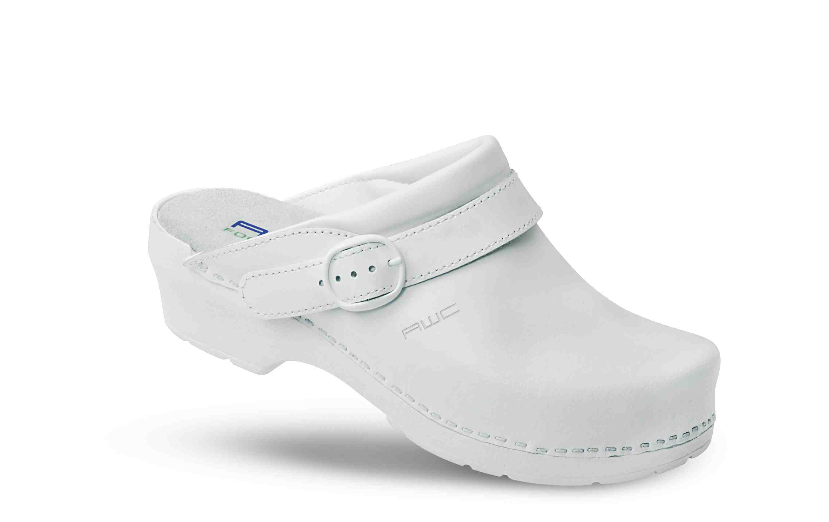 10455-01-10 AWC Damen Clogs ohne Stahlkappe weiß, mit Absatz, Leder, Größe  36 - 42-AWC-38