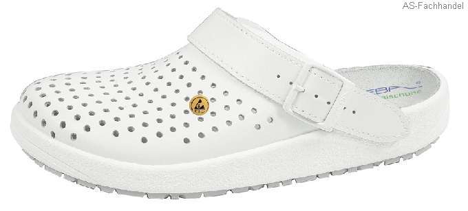 5300S ABEBA-ESD, Rubber-Clog mit Gummisohle, weiß, Leder perforiert, Sonderangebot in Größe 34; 43-Abeba-41