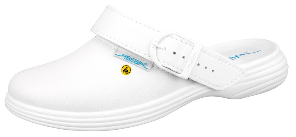 37521 ABEBA ESD Clog Berufsschuhe ohne Stahlkappe weiß Leder 0B Größe 36 - 42-42