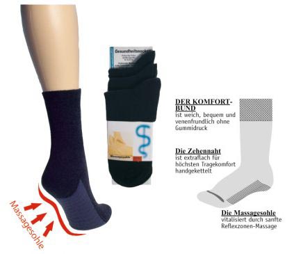 6169 Massage-Wellness-Socken, Baumwolle, schwarz, Größe 35/38 - 39/42