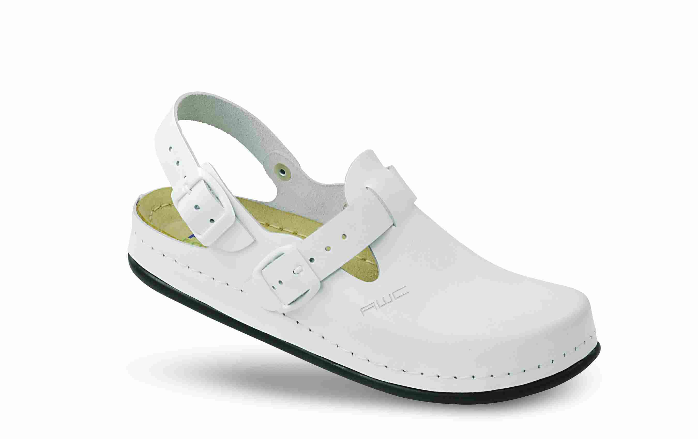 12146-01-20 AWC Damen Tiefbettsandale ohne Stahlkappe weiß, Leder, Größe  36 - 42-AWC-38