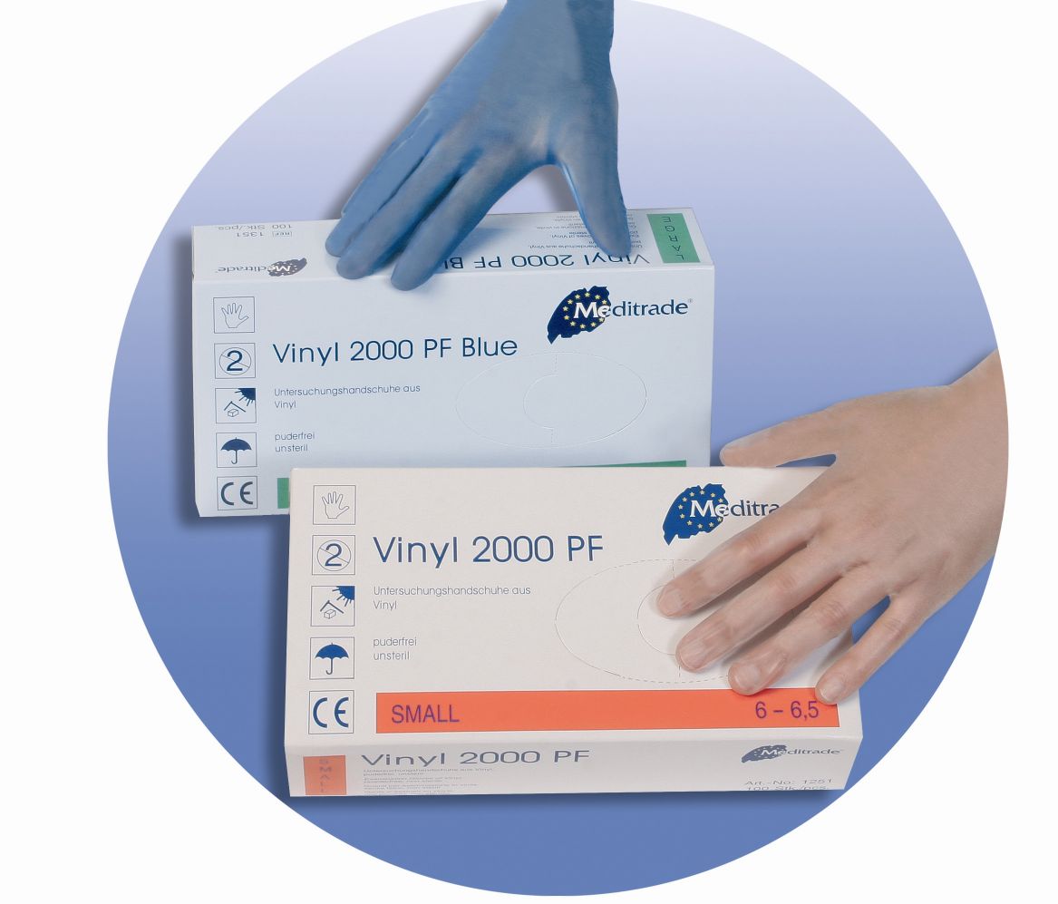 1251, Gentle Skin Vinyl 2000 PF, Latex Einmalhandschuhe, puderfrei-M (7 - 7,5)