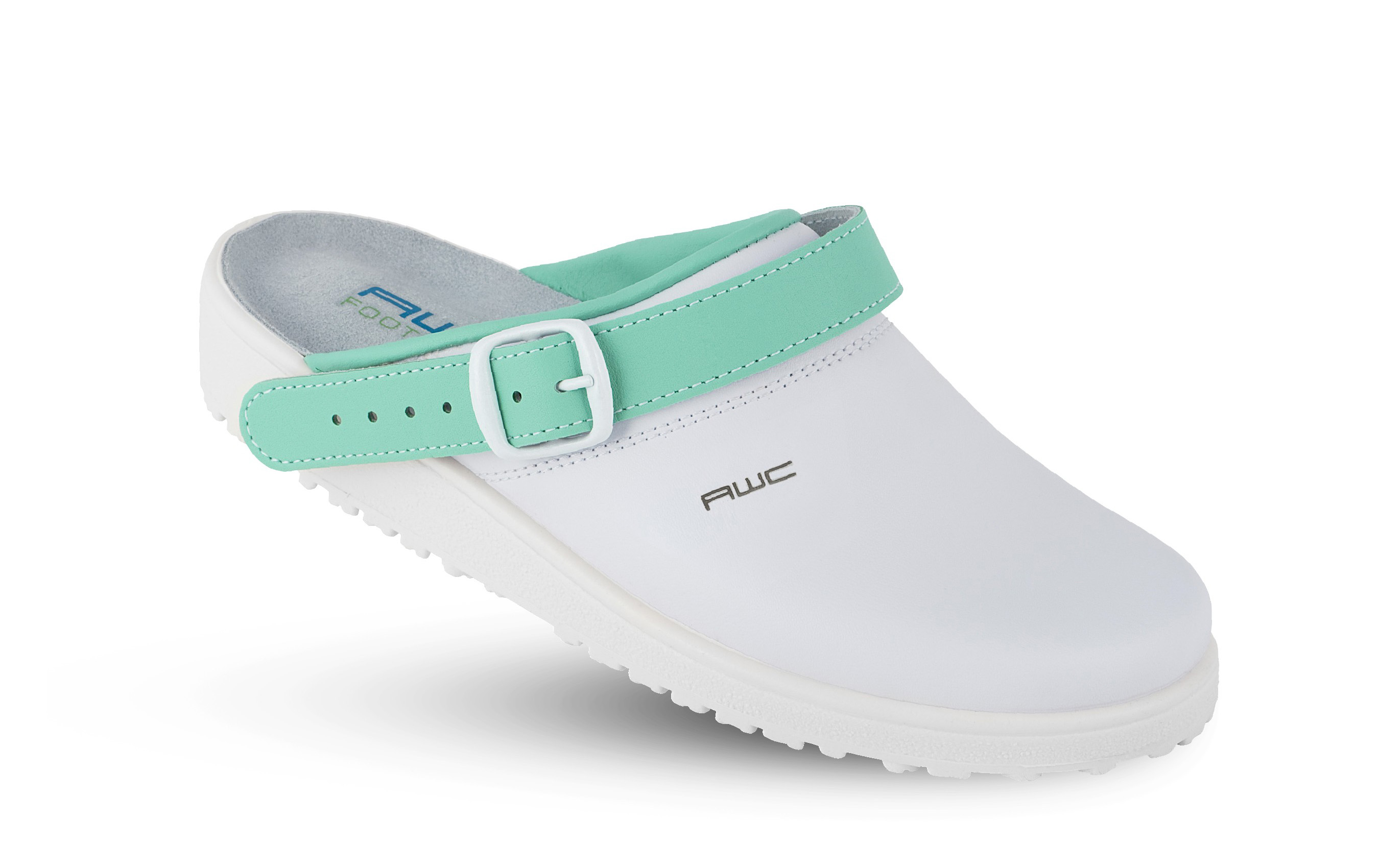 17000-05-44 AWC Damen-Clog ohne Stahlkappe weiß-mint, Leder, Größe  36 - 40-AWC-39