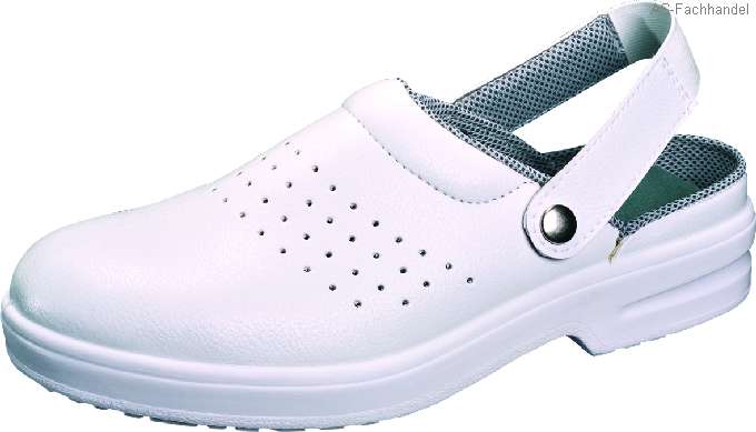 A111 Safeway Clog, Mikrofaser, mit Stahlkappe, perforiert, weiß, SBAE, Größe 35 - 47-44